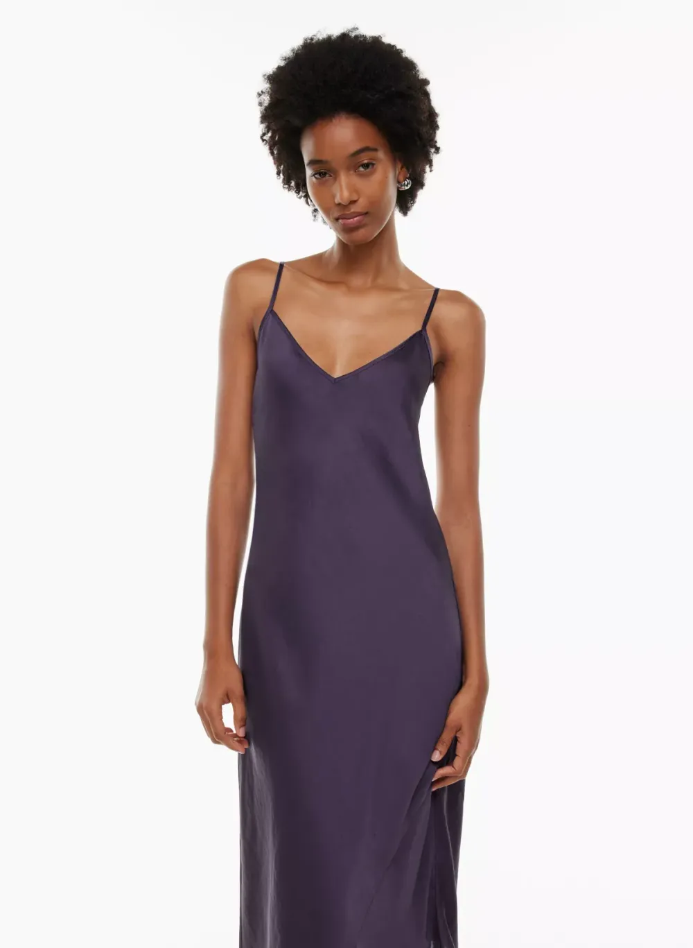 only slip satin midi dress