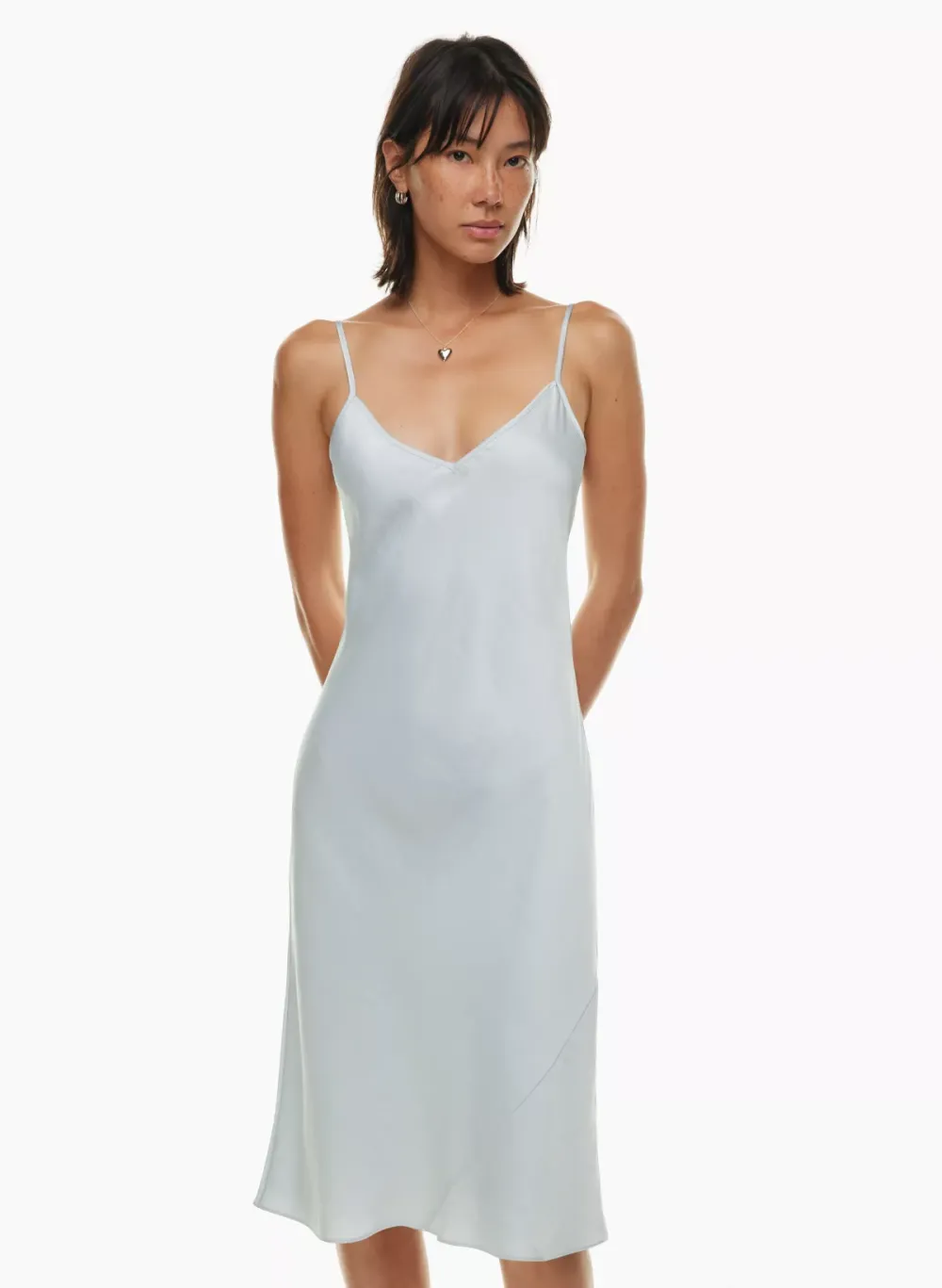 only slip satin midi dress