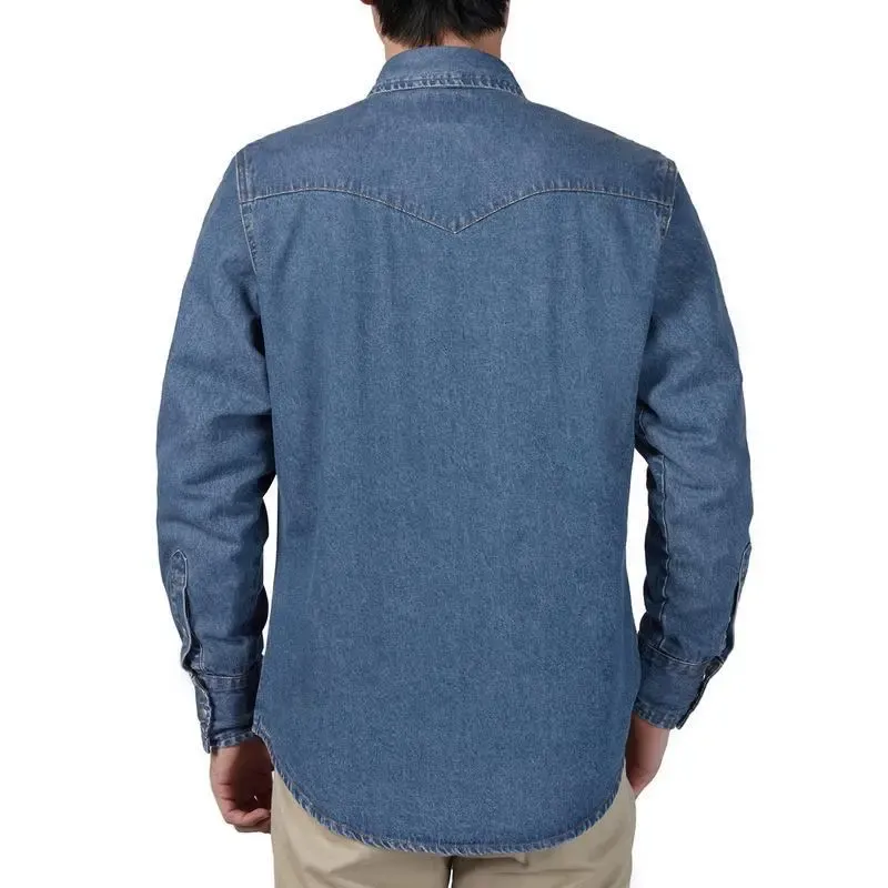 🔥HOT-SALE 🔥Men's Long Sleeve Stone-Washed and Pre-Washed Denim Work Shirt