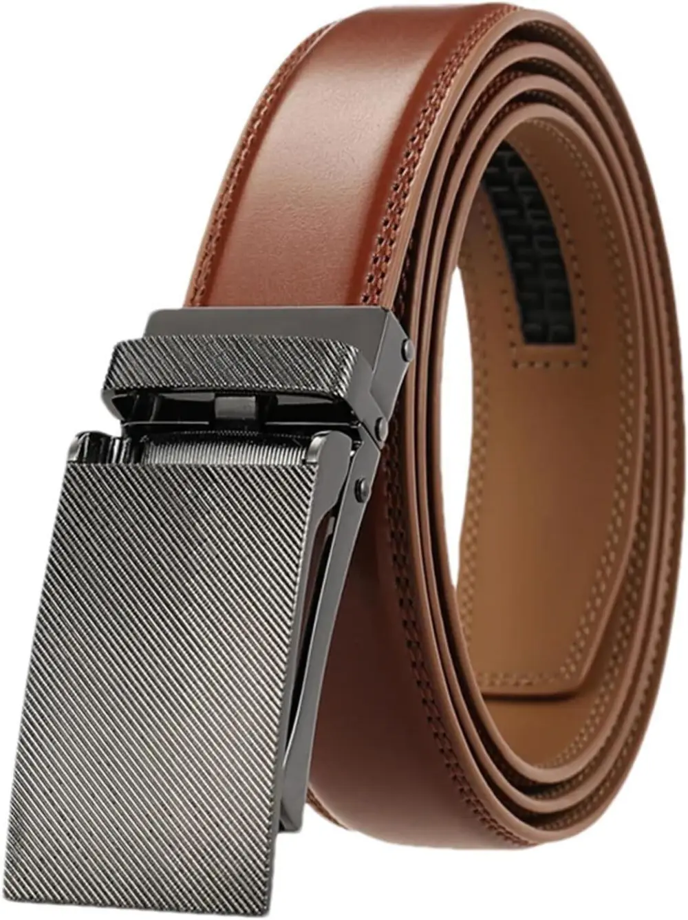 Leather Belts For Men Automatic Buckle Without Holes Men Belt Cowhide Suit Belt Male