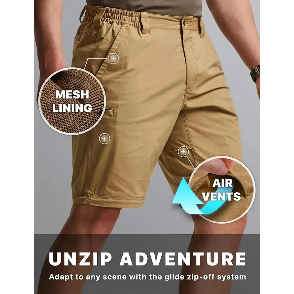 Men's Convertible Cargo Tactical Pants, Water Resistant Outdoor Hiking Pants