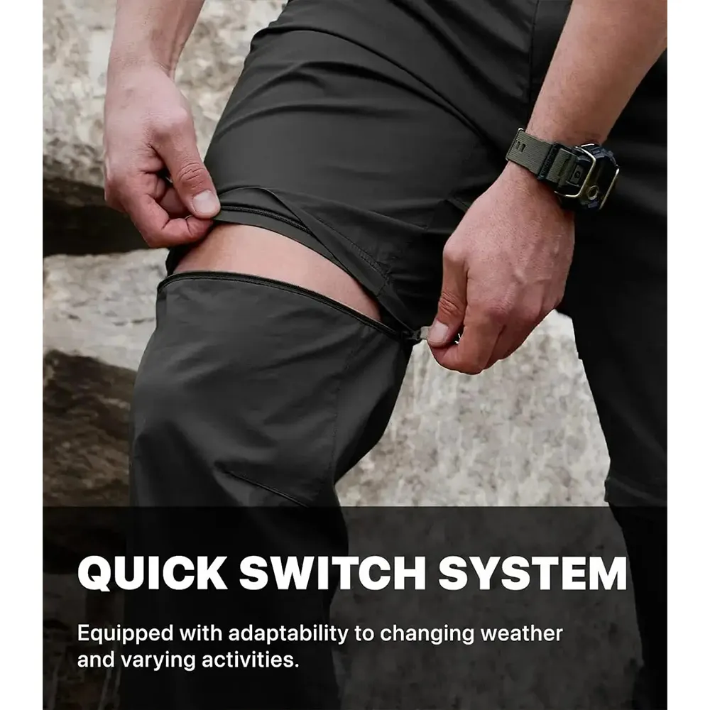 Men's Convertible Cargo Tactical Pants, Water Resistant Outdoor Hiking Pants