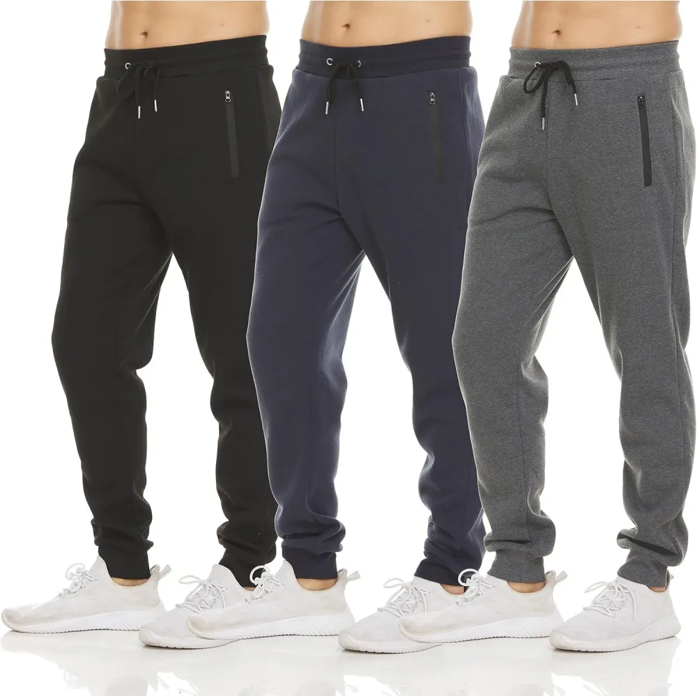 3 Pack Fleece Active Athletic Jogger Sweatpants with Drawstring Sizes S-4XL