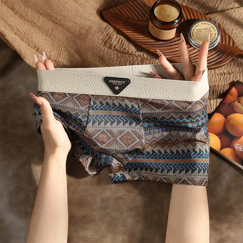 🎁Men's Premium Cotton Boxer Briefs Retro Pattern Design Breathable Mesh Panel Seamless Waistband Moisture-Wicking Underwear 💥 3 PACK