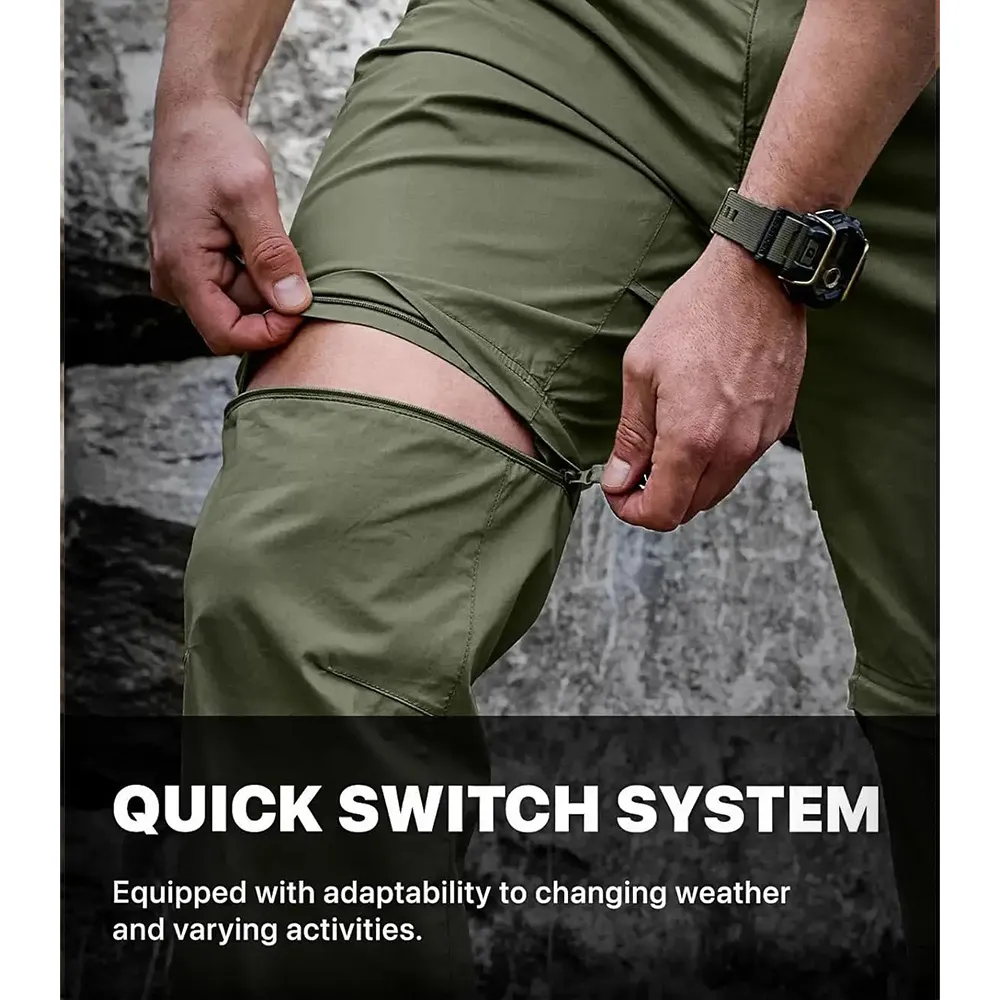 Men's Convertible Cargo Tactical Pants, Water Resistant Outdoor Hiking Pants