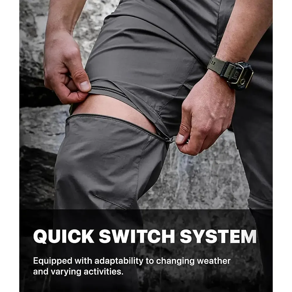 Men's Convertible Cargo Tactical Pants, Water Resistant Outdoor Hiking Pants