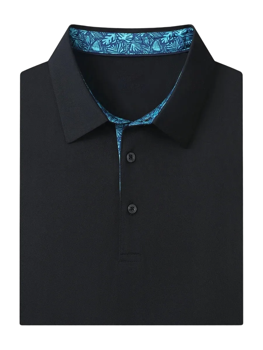 Men'S Designed Collared Solid Performance Polo