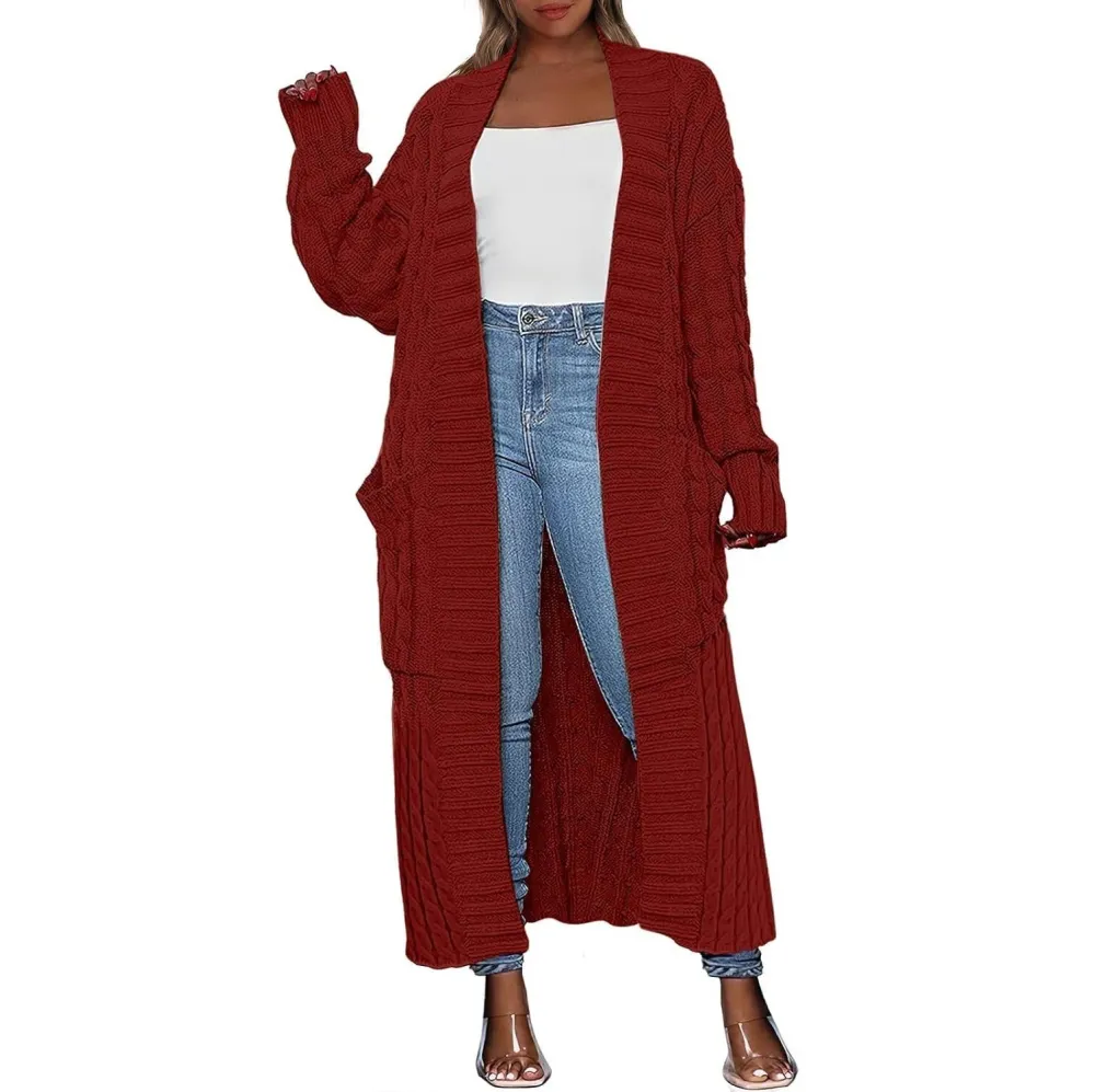 Women's Long Cardigan 2025 Oversized Coat Long Sleeve Open Cardigan Knitted Extra