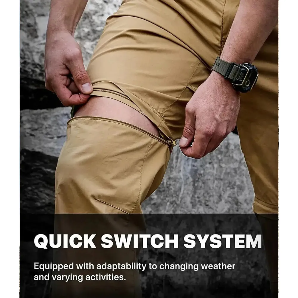 Men's Convertible Cargo Tactical Pants, Water Resistant Outdoor Hiking Pants