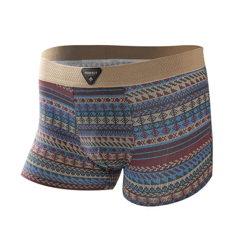 🎁Men's Premium Cotton Boxer Briefs Retro Pattern Design Breathable Mesh Panel Seamless Waistband Moisture-Wicking Underwear 💥 3 PACK