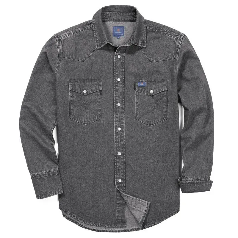 🔥HOT-SALE 🔥Men's Long Sleeve Stone-Washed and Pre-Washed Denim Work Shirt