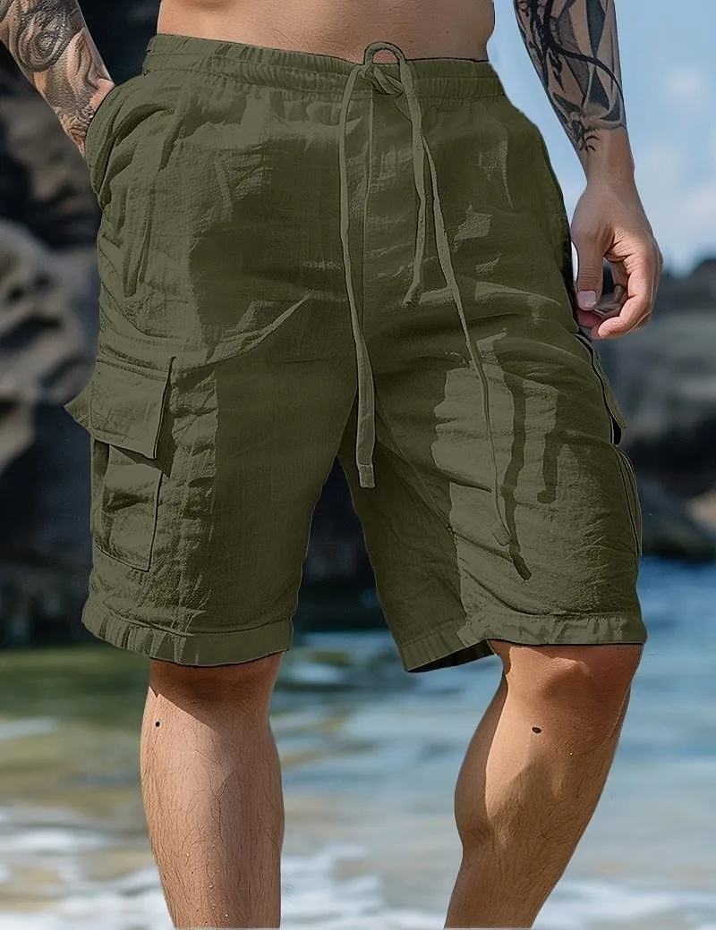 Men's Linen Short Sleeve Shirt & Shorts Set – Summer Casual 2-Piece Outfit