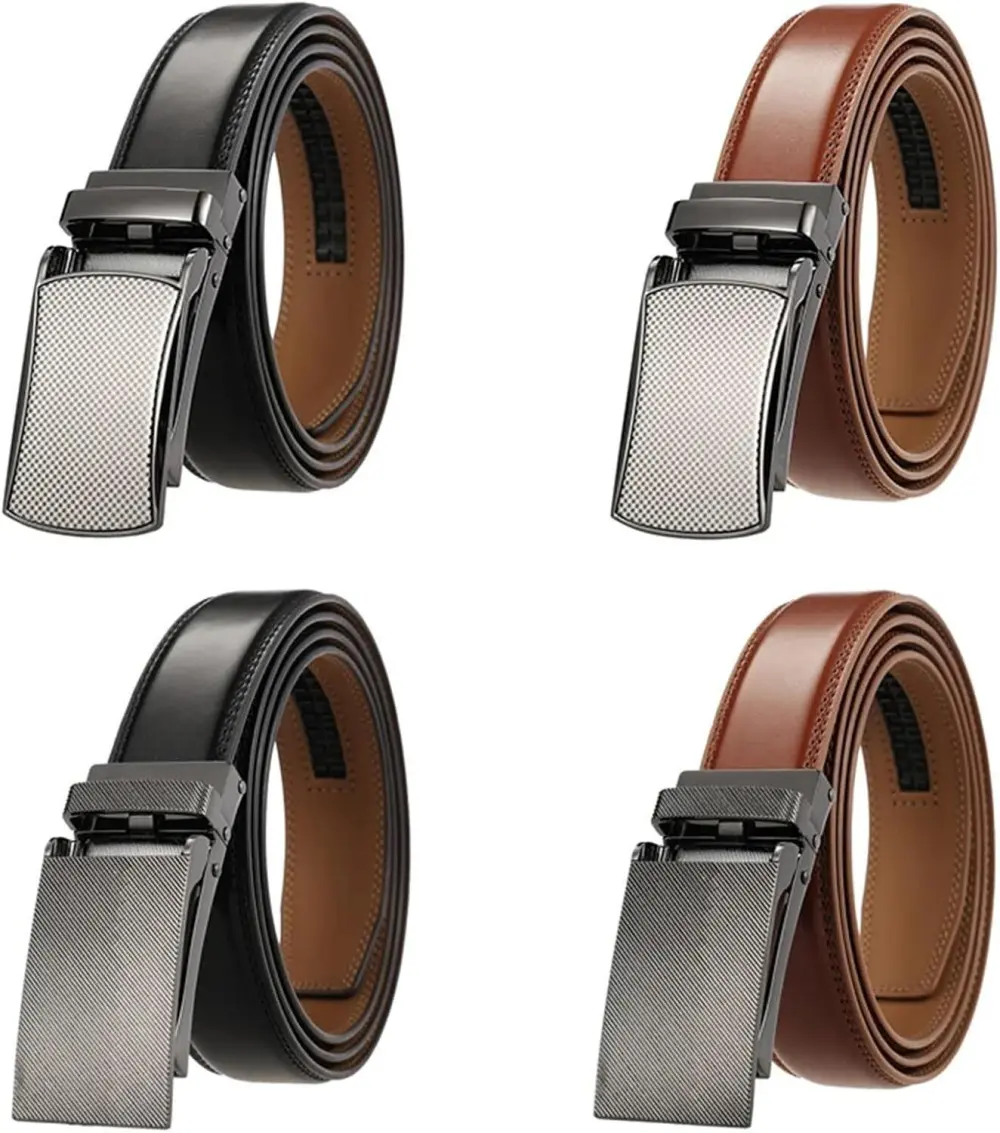 Leather Belts For Men Automatic Buckle Without Holes Men Belt Cowhide Suit Belt Male
