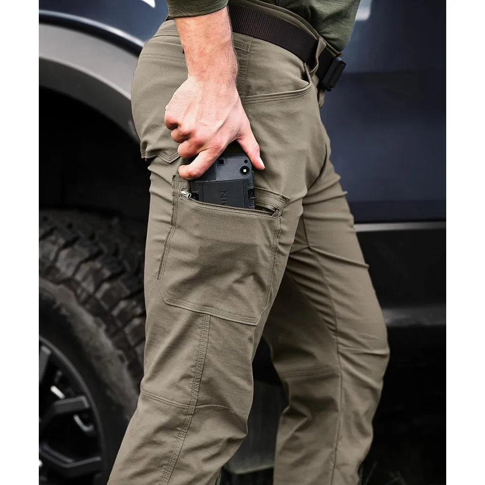 Men's Cool Flex Tactical Pants, Water Resistant Lightweight Stretch Cargo Work Hiking Pants