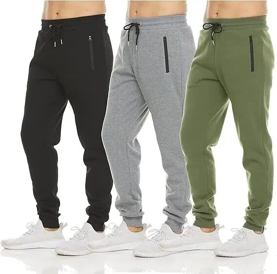 3 Pack Fleece Active Athletic Jogger Sweatpants with Drawstring Sizes S-4XL