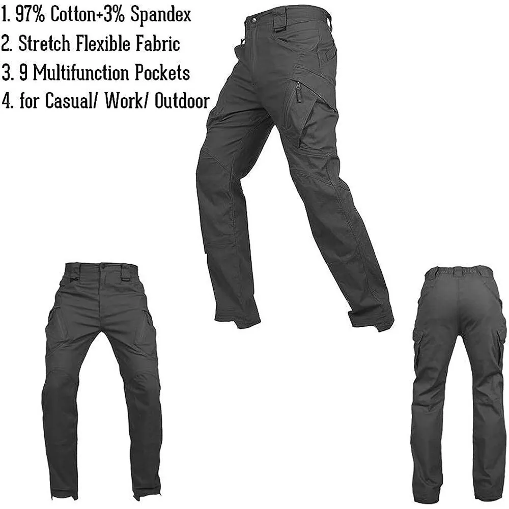 Men's Assault Tactical Pants Lightweight Cotton Outdoor Military Combat Cargo Trousers