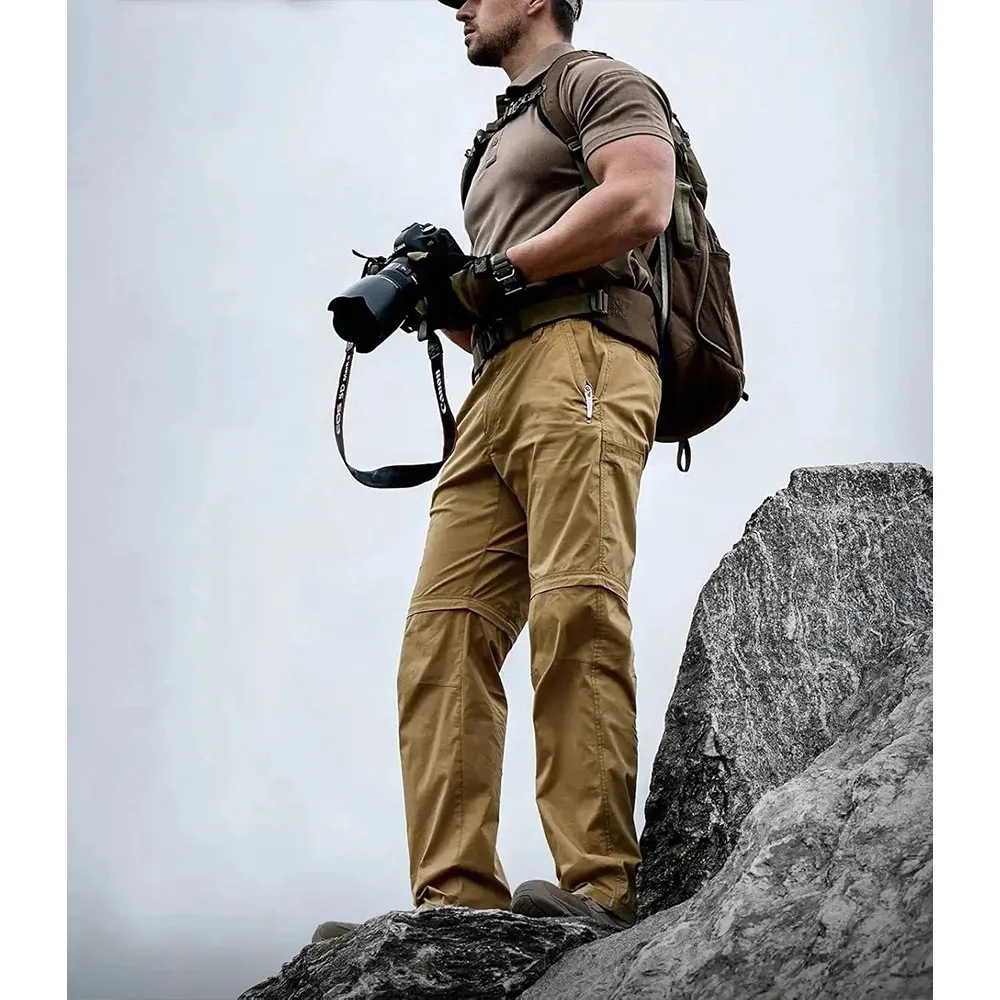 Men's Convertible Cargo Tactical Pants, Water Resistant Outdoor Hiking Pants