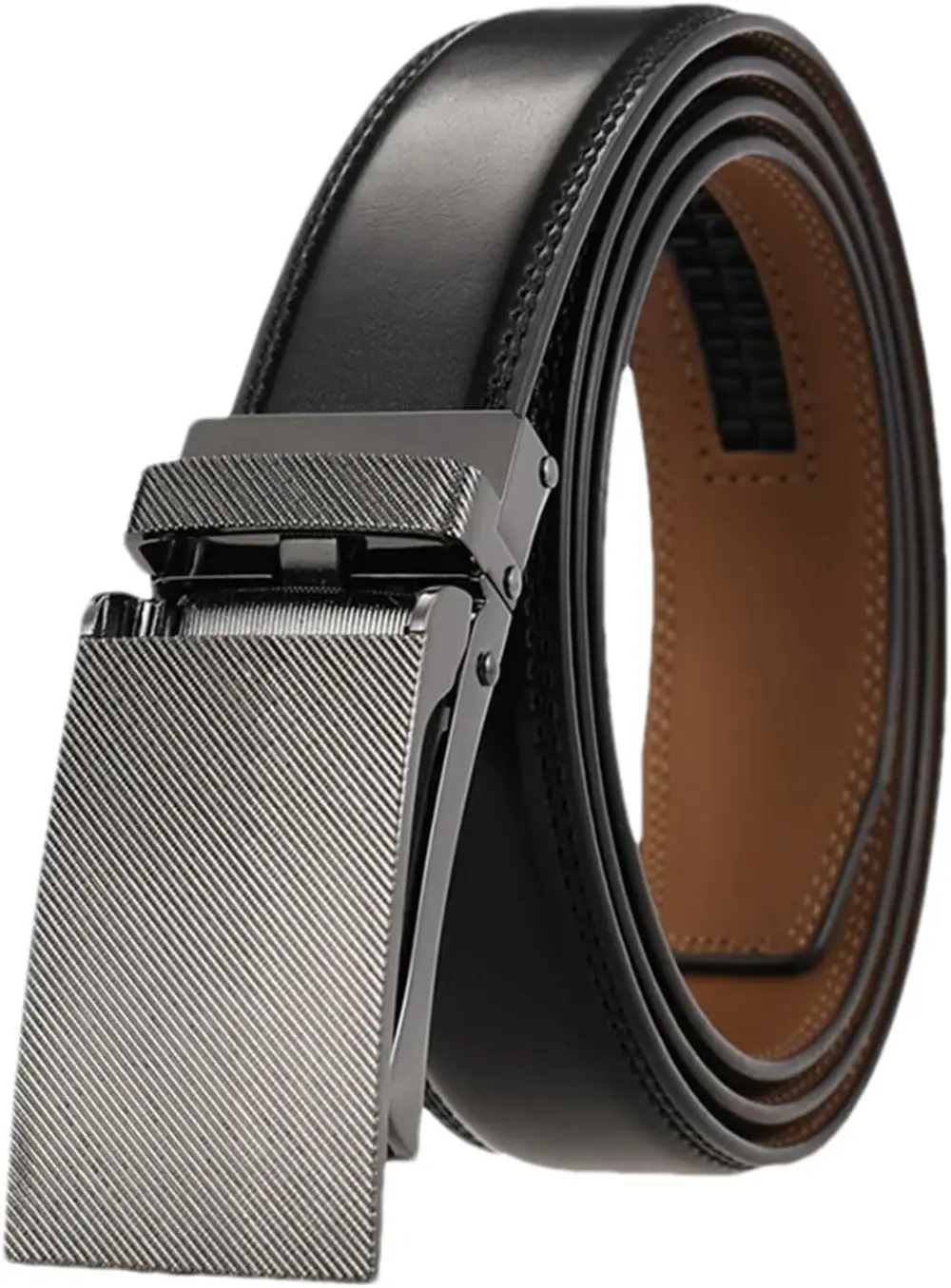 Leather Belts For Men Automatic Buckle Without Holes Men Belt Cowhide Suit Belt Male