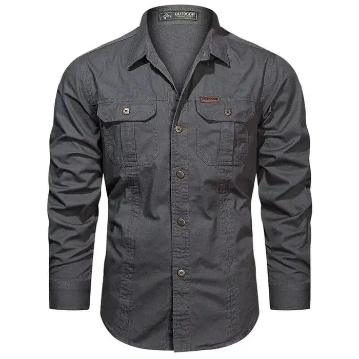 Military Style Long Sleeve Shirt (Win a Waterproof Watch as a Gift)