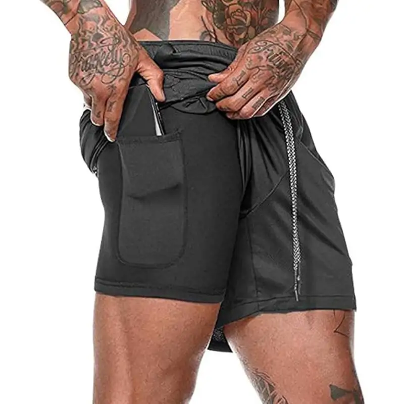 3-Pack Men's 2 in 1 Stretch Active Quick Dry Gym Running Shorts With Liner