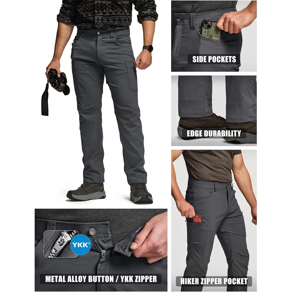 Men's Cool Flex Tactical Pants, Water Resistant Lightweight Stretch Cargo Work Hiking Pants