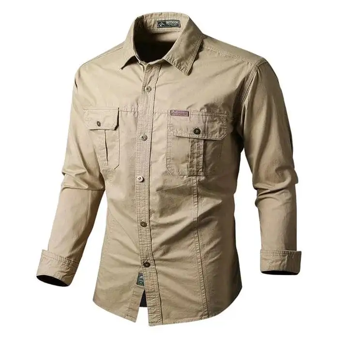 Military Style Long Sleeve Shirt (Win a Waterproof Watch as a Gift)