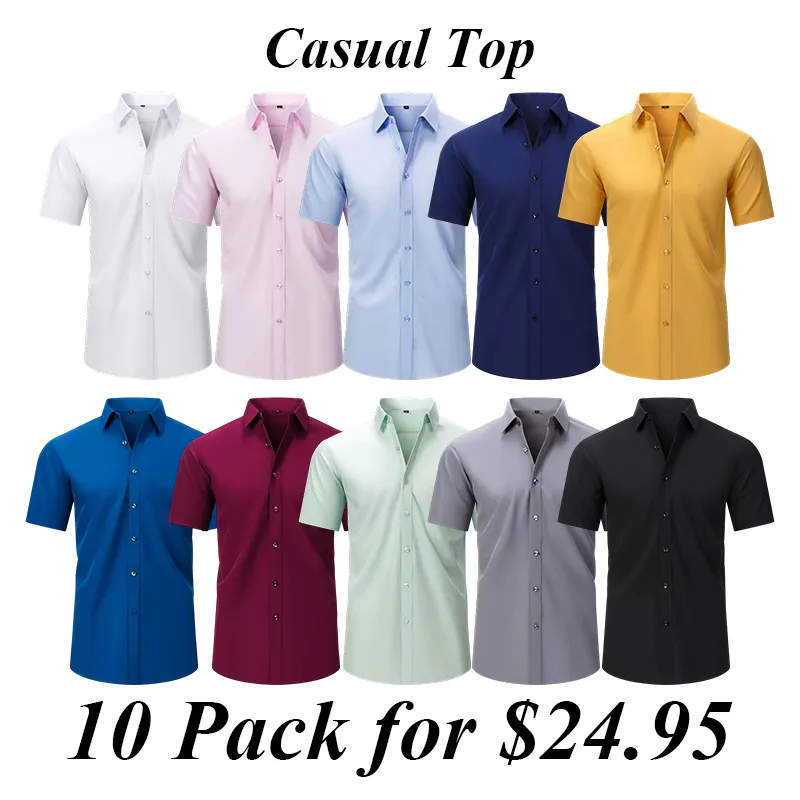 Four-Sided Elastic Natural Button Men'S Large Size Shirt Free Of Ironing And Anti-Wrinkle Business