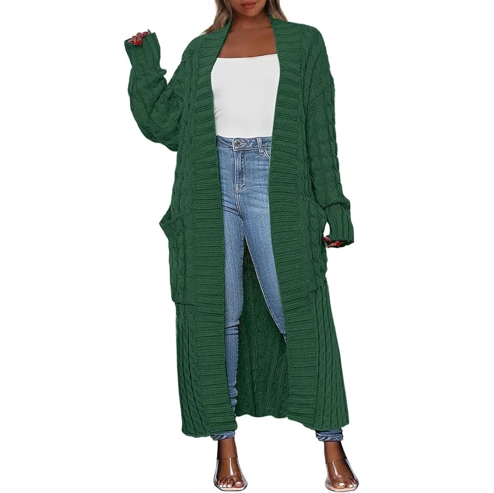 Women's Long Cardigan 2025 Oversized Coat Long Sleeve Open Cardigan Knitted Extra