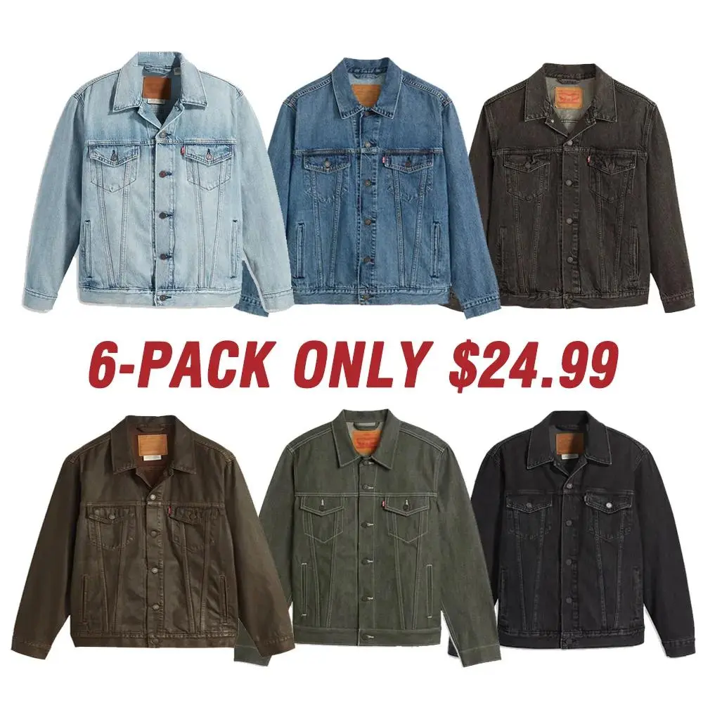 Men's 6-Pack Relaxed Fit Trucker Denim Jacket