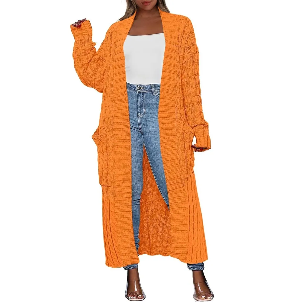 Women's Long Cardigan 2025 Oversized Coat Long Sleeve Open Cardigan Knitted Extra