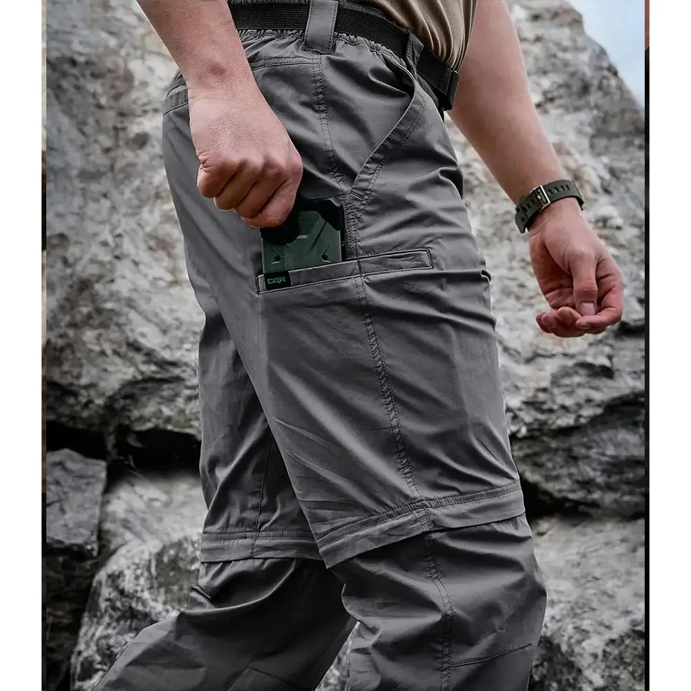 Men's Convertible Cargo Tactical Pants, Water Resistant Outdoor Hiking Pants