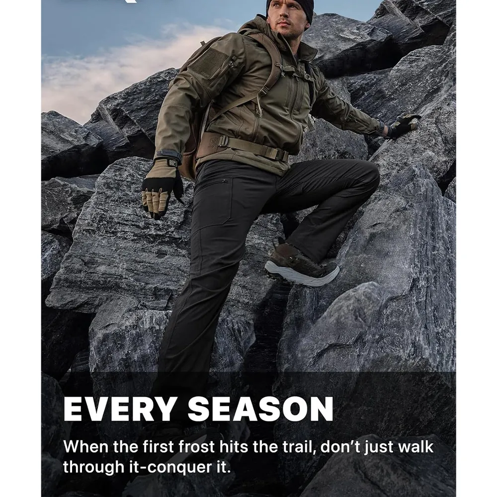 Men's Cool Flex Tactical Pants, Water Resistant Lightweight Stretch Cargo Work Hiking Pants