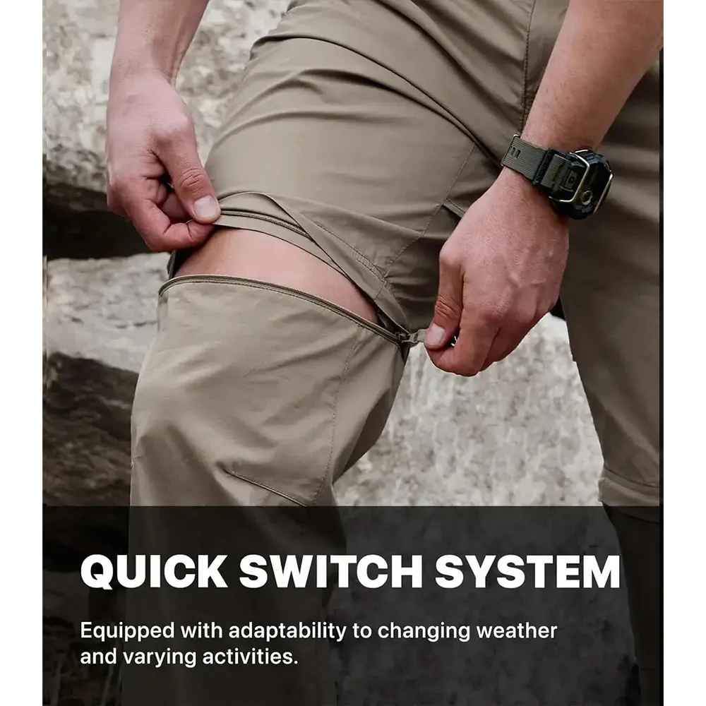 Men's Convertible Cargo Tactical Pants, Water Resistant Outdoor Hiking Pants