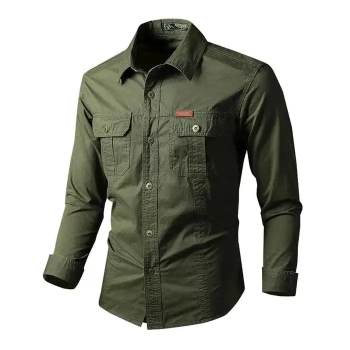 Military Style Long Sleeve Shirt (Win a Waterproof Watch as a Gift)