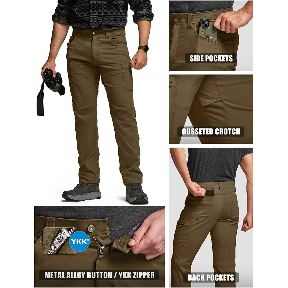 Men's Cool Flex Tactical Pants, Water Resistant Lightweight Stretch Cargo Work Hiking Pants