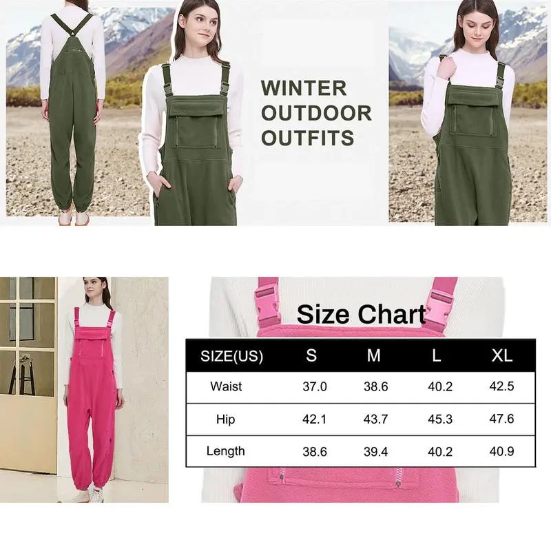 Womens Fleece Overalls 2025 Warm Winter Casual Loose Jumpsuits