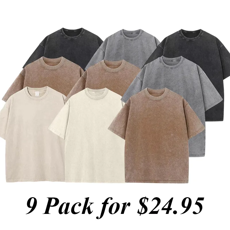 9PACK-Wash Unisex Oversized Cotton T-Shirt