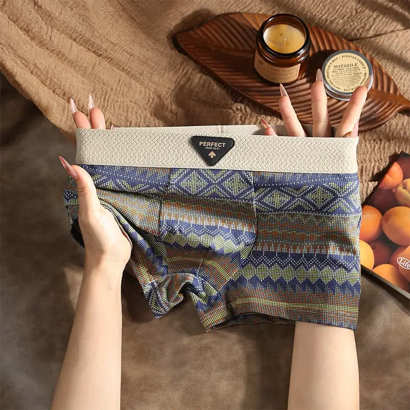 🎁Men's Premium Cotton Boxer Briefs Retro Pattern Design Breathable Mesh Panel Seamless Waistband Moisture-Wicking Underwear 💥 3 PACK