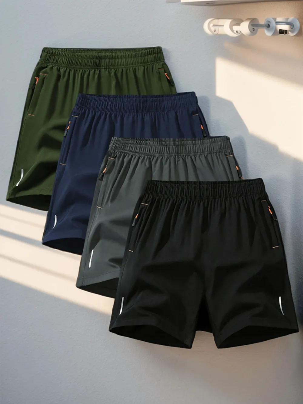 Men'S Solid Color Zipper Pocket Shorts, Casual Comfy Breathable Athletic Shorts For Summer, Shorts For Men, Men'S Bottoms For Daily Wear, Men Shorts, Jogging Shorts