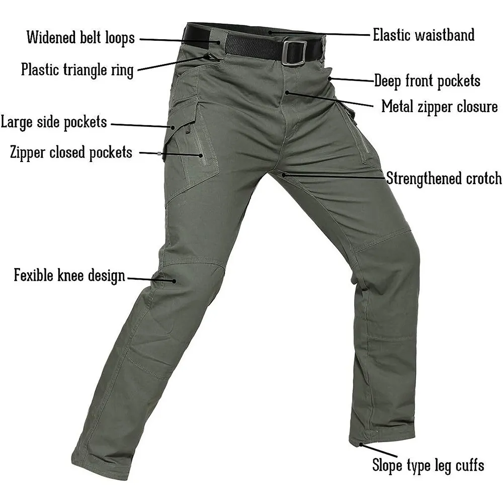 Men's Assault Tactical Pants Lightweight Cotton Outdoor Military Combat Cargo Trousers