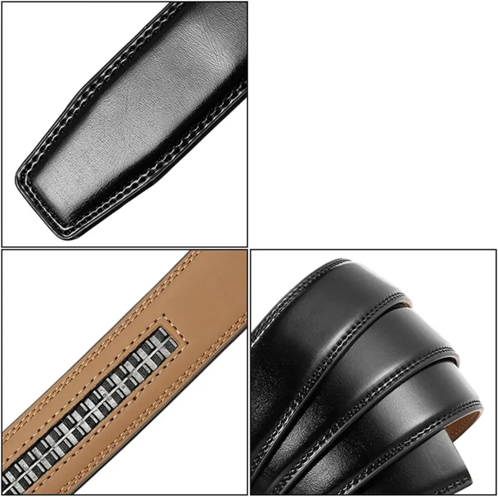 Leather Belts For Men Automatic Buckle Without Holes Men Belt Cowhide Suit Belt Male