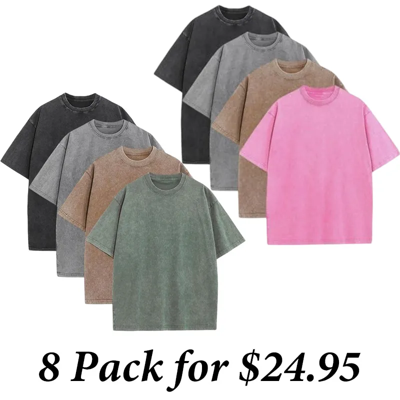 9PACK-Wash Unisex Oversized Cotton T-Shirt