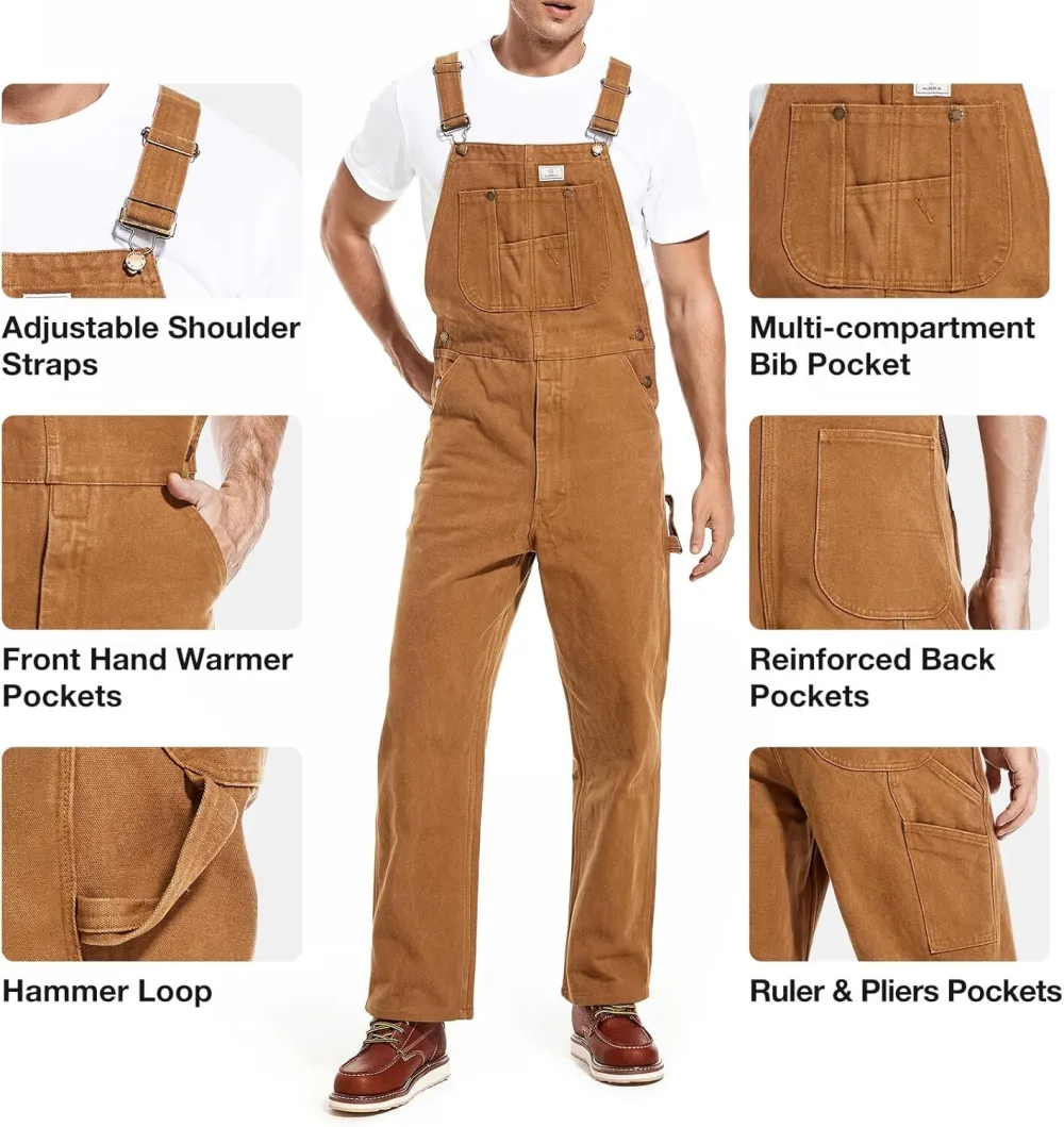 🔥Last Day Promotion🔥Men's Denim Bib Overalls,  Workwear with Adjustable Straps and Convenient Tool Pockets