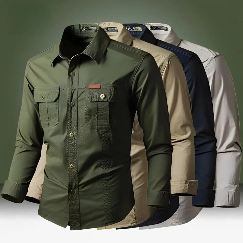 Military Style Long Sleeve Shirt (Win a Waterproof Watch as a Gift)