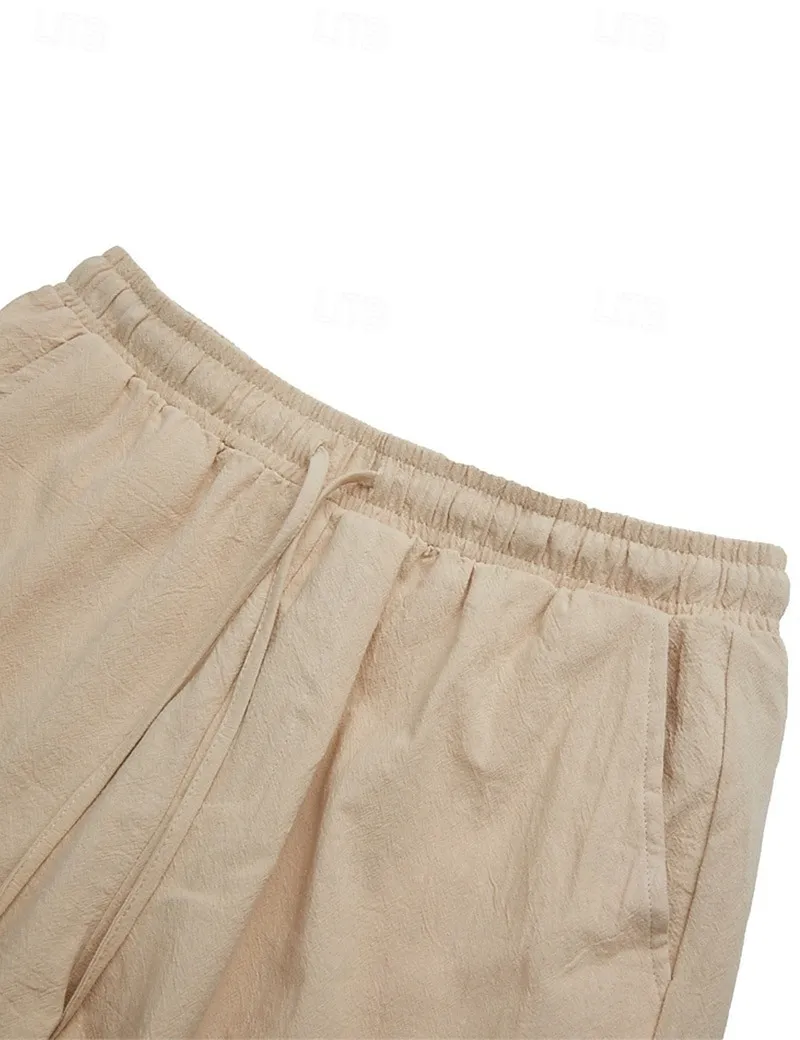 Men's Linen Short Sleeve Shirt & Shorts Set – Summer Casual 2-Piece Outfit