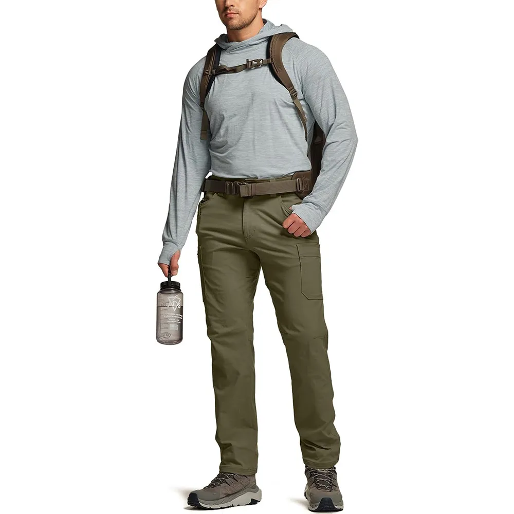 Men's Cool Flex Tactical Pants, Water Resistant Lightweight Stretch Cargo Work Hiking Pants