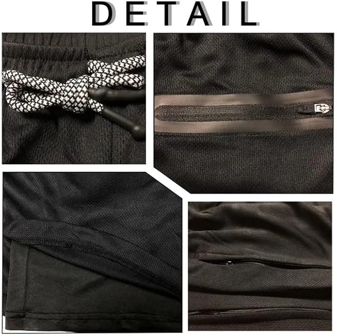 3-Pack Men's 2 in 1 Stretch Active Quick Dry Gym Running Shorts With Liner