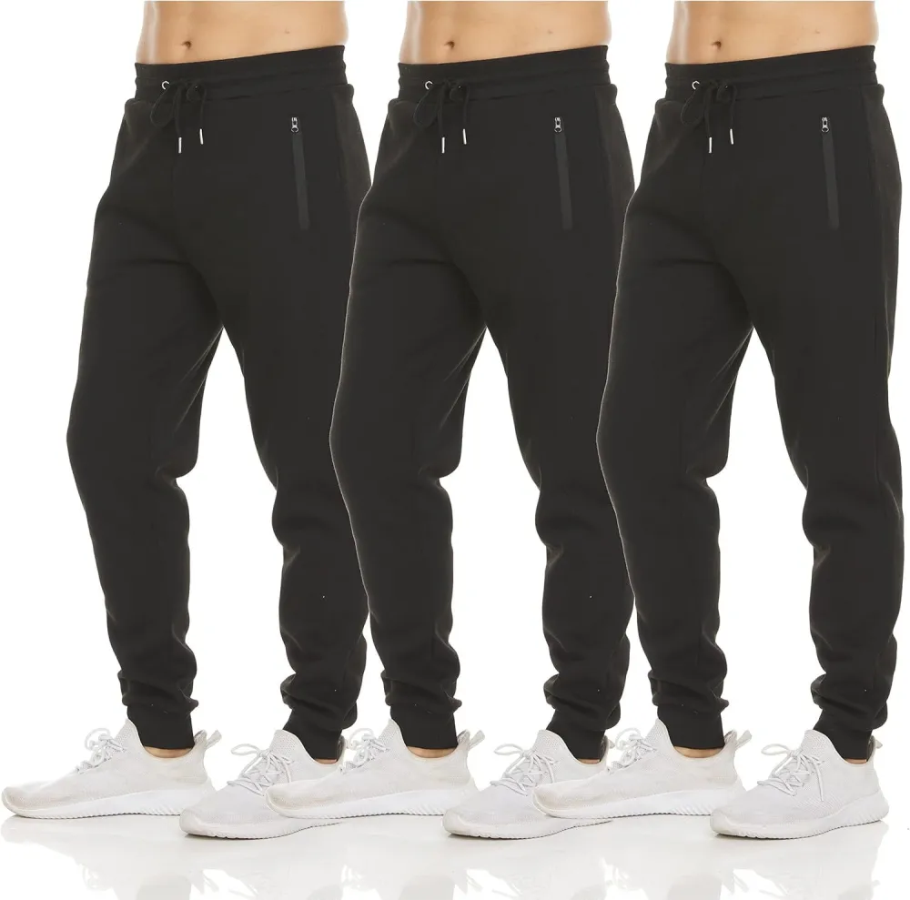 3 Pack Fleece Active Athletic Jogger Sweatpants with Drawstring Sizes S-4XL