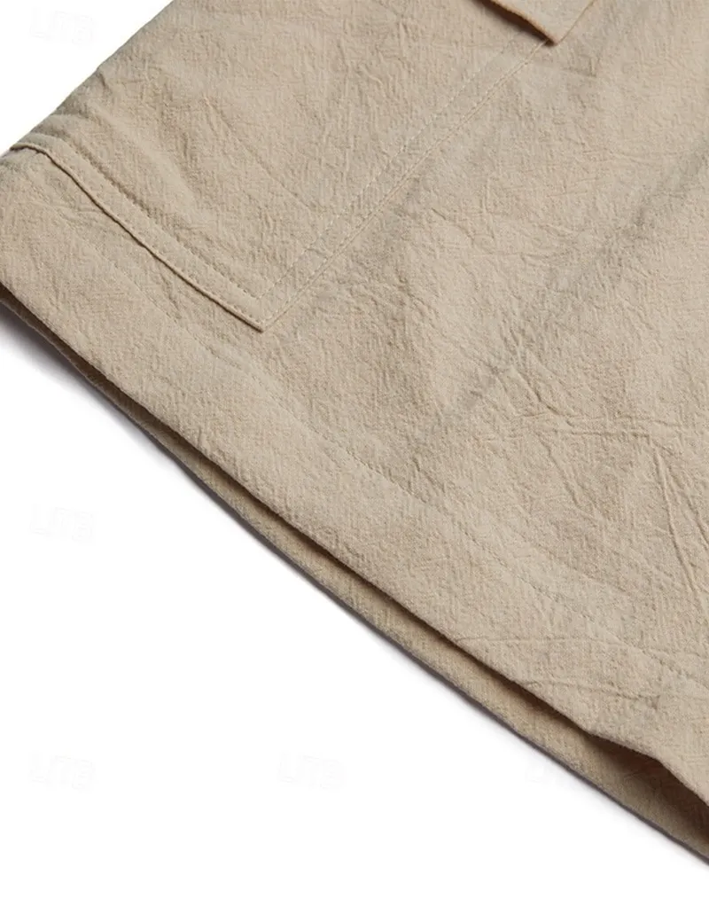 Men's Linen Short Sleeve Shirt & Shorts Set – Summer Casual 2-Piece Outfit