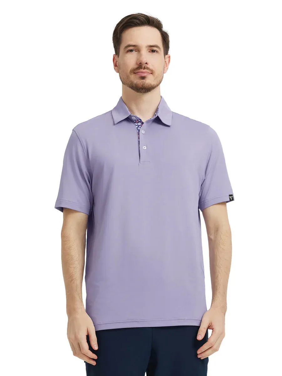 Men'S Designed Collared Solid Performance Polo